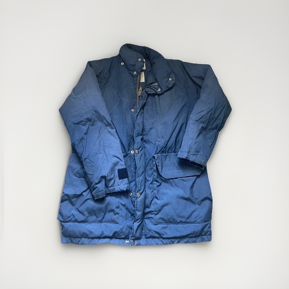 Mens S Vintage 80s The North Face Brown Label Blue Down Insulated Parka Jacket